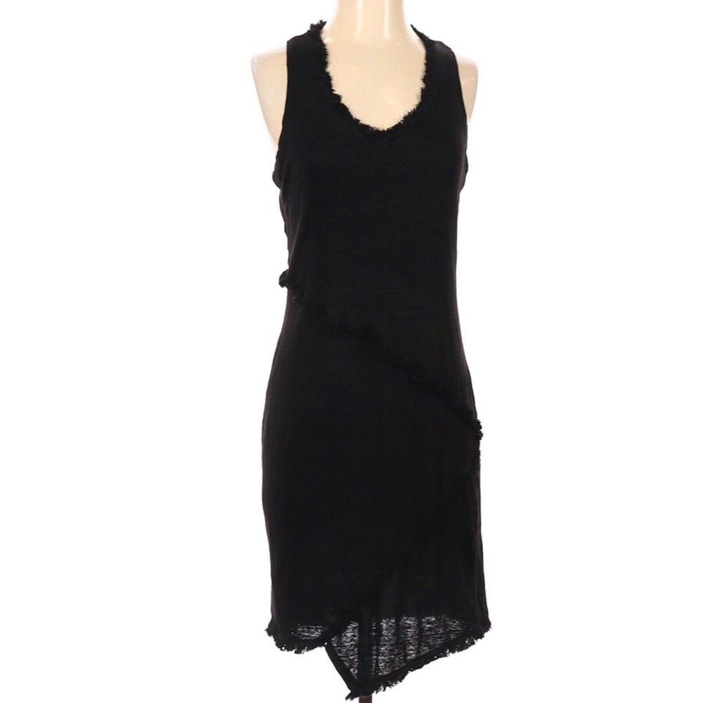 Red Haute Black Dress Size Small V Neck Sleeveless Fringe Linen Blend Layer Look